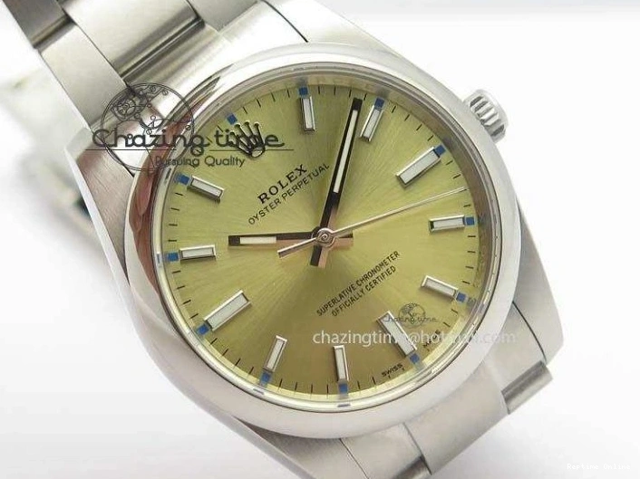 0120 Oyster Perpetual 34mm Ladies 114300 1:1 Best Edition Champagne Dial On SS Bracelet A FlexibleFit 3804